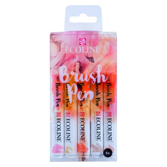 Ecoline&#xAE; Liquid Watercolour Brush Pen 5 Color Set, Beige/Pink